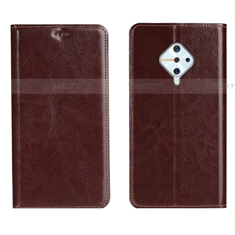 Coque Portefeuille Livre Cuir Etui Clapet pour Vivo X50 Lite Marron Plus