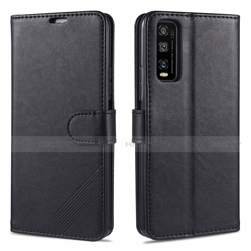 Coque Portefeuille Livre Cuir Etui Clapet pour Vivo Y20i India Noir Plus