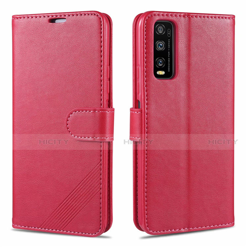 Coque Portefeuille Livre Cuir Etui Clapet pour Vivo Y20s Rouge Plus