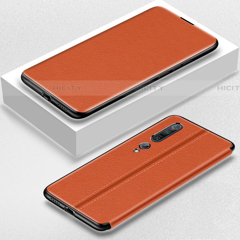 Coque Portefeuille Livre Cuir Etui Clapet pour Xiaomi Mi 10 Pro Orange Plus