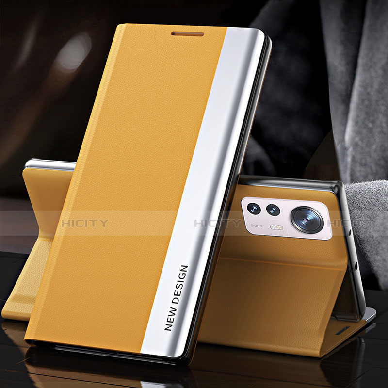 Coque Portefeuille Livre Cuir Etui Clapet pour Xiaomi Mi 12 5G Jaune Plus