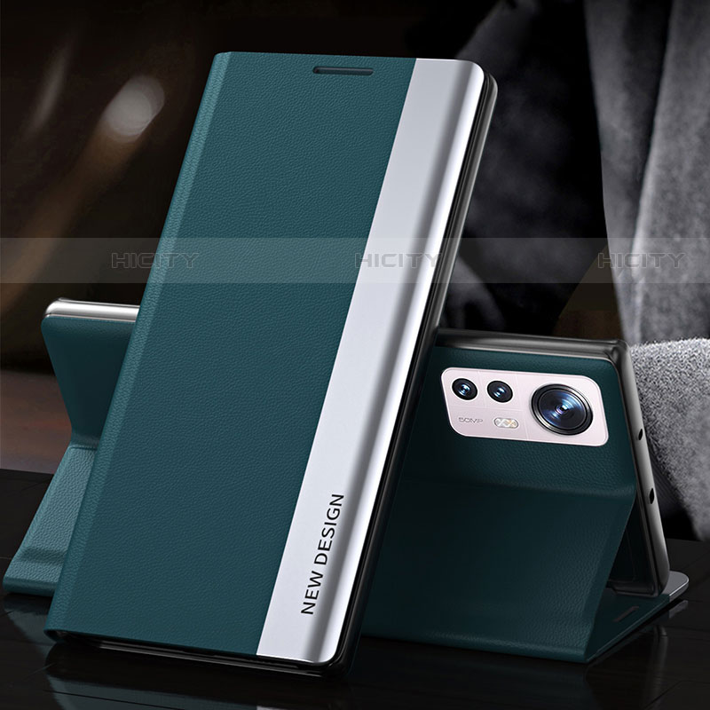 Coque Portefeuille Livre Cuir Etui Clapet pour Xiaomi Mi 12 Pro 5G Vert Plus