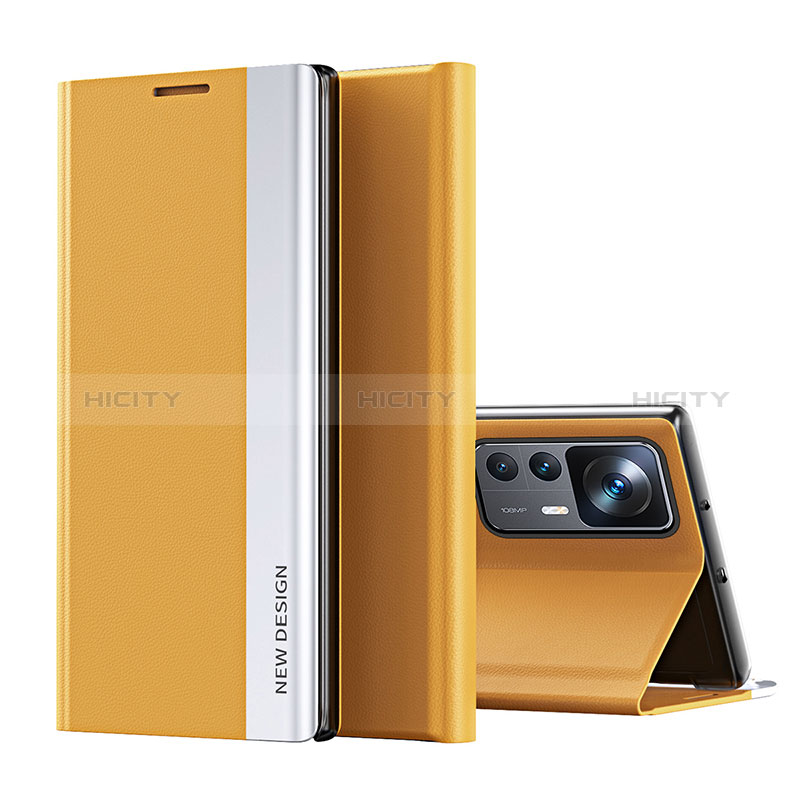 Coque Portefeuille Livre Cuir Etui Clapet Q01H pour Xiaomi Mi 12T 5G Jaune Plus