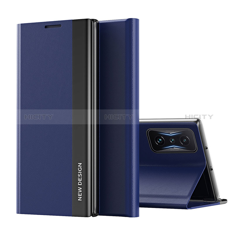 Coque Portefeuille Livre Cuir Etui Clapet Q01H pour Xiaomi Poco F4 GT 5G Bleu Plus