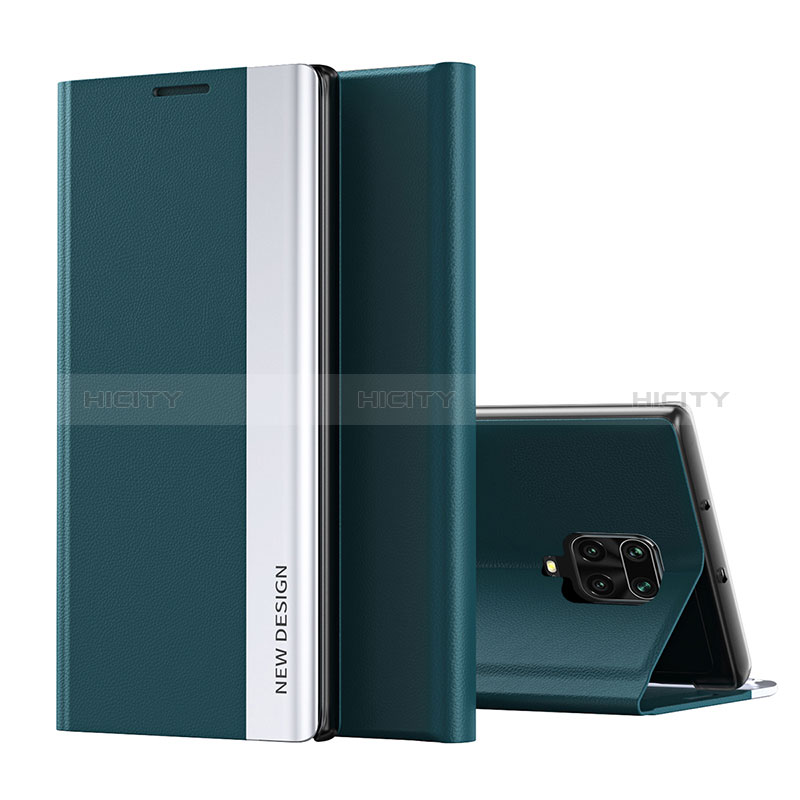 Coque Portefeuille Livre Cuir Etui Clapet Q01H pour Xiaomi Poco M2 Pro Vert Plus