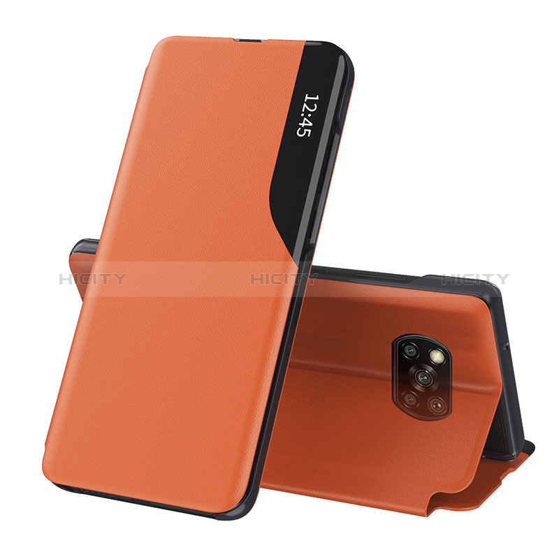 Coque Portefeuille Livre Cuir Etui Clapet Q01H pour Xiaomi Poco X3 NFC Orange Plus