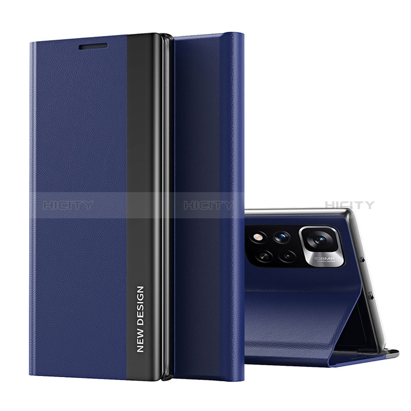 Coque Portefeuille Livre Cuir Etui Clapet Q01H pour Xiaomi Poco X4 NFC Bleu Plus