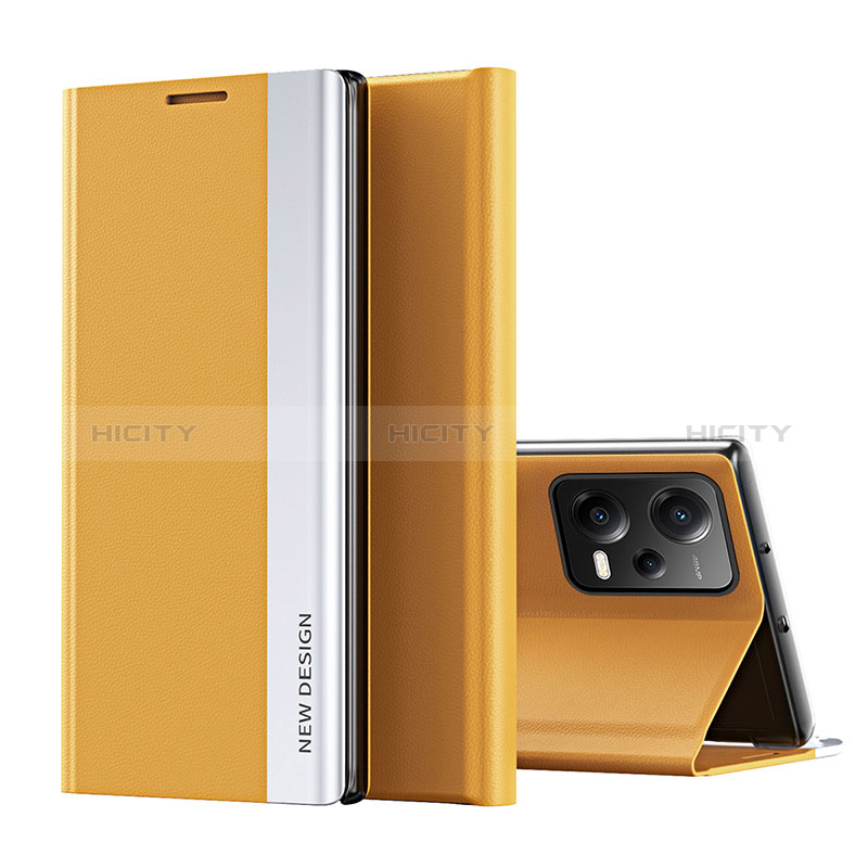 Coque Portefeuille Livre Cuir Etui Clapet Q01H pour Xiaomi Poco X5 5G Jaune Plus