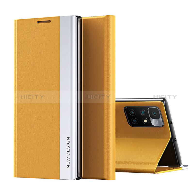 Coque Portefeuille Livre Cuir Etui Clapet Q01H pour Xiaomi Redmi 10 (2022) Jaune Plus