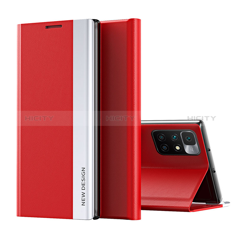 Coque Portefeuille Livre Cuir Etui Clapet Q01H pour Xiaomi Redmi 10 (2022) Rouge Plus