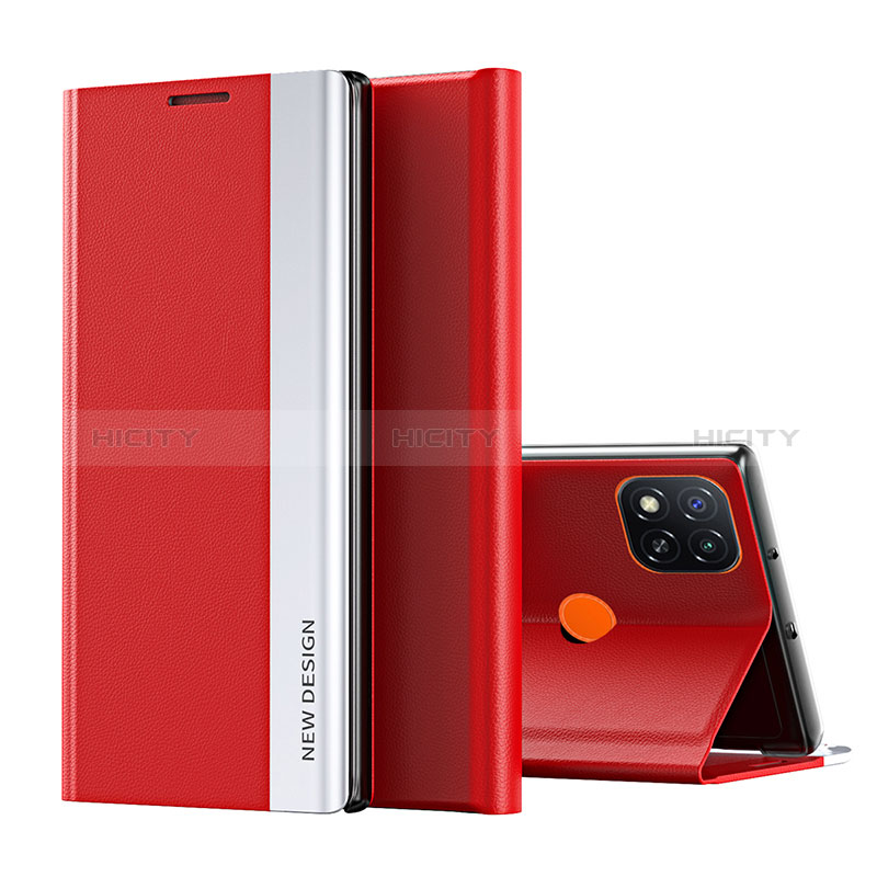 Coque Portefeuille Livre Cuir Etui Clapet Q01H pour Xiaomi Redmi 10A 4G Rouge Plus