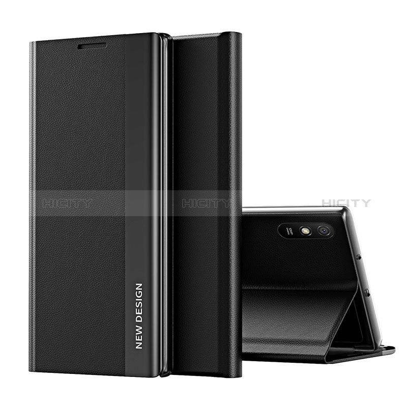 Coque Portefeuille Livre Cuir Etui Clapet Q01H pour Xiaomi Redmi 9A Noir Plus