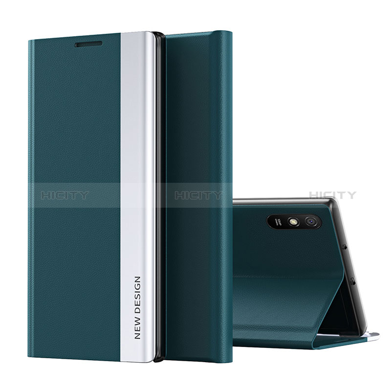 Coque Portefeuille Livre Cuir Etui Clapet Q01H pour Xiaomi Redmi 9A Vert Plus