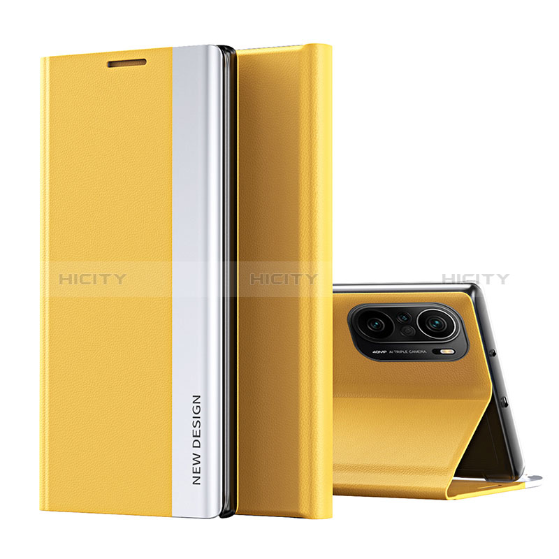 Coque Portefeuille Livre Cuir Etui Clapet Q01H pour Xiaomi Redmi K40 Pro+ Plus 5G Jaune Plus