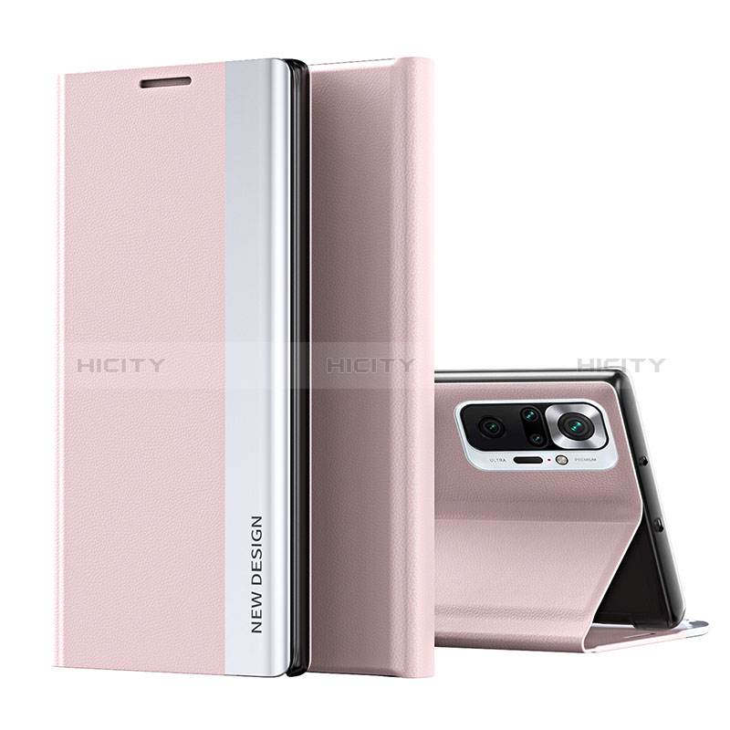 Coque Portefeuille Livre Cuir Etui Clapet Q01H pour Xiaomi Redmi Note 10 Pro 4G Or Rose Plus