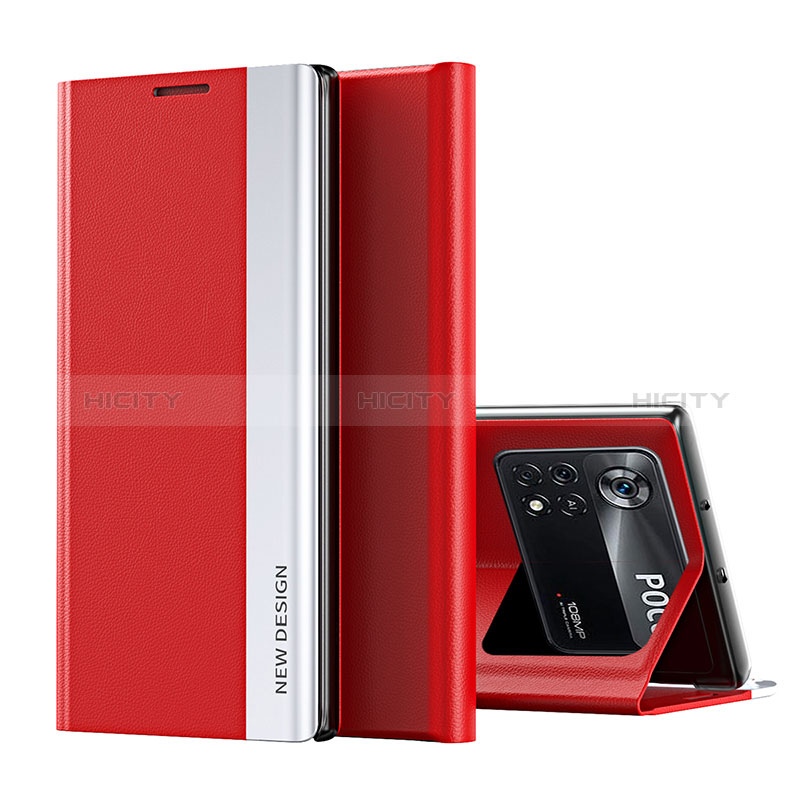 Coque Portefeuille Livre Cuir Etui Clapet Q01H pour Xiaomi Redmi Note 11E Pro 5G Rouge Plus