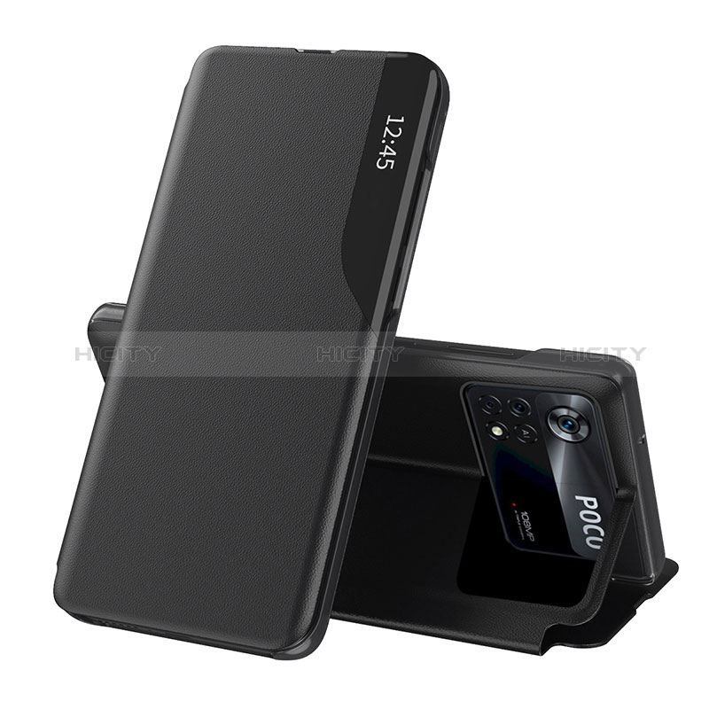 Coque Portefeuille Livre Cuir Etui Clapet Q02H pour Xiaomi Poco X4 Pro 5G Noir Plus