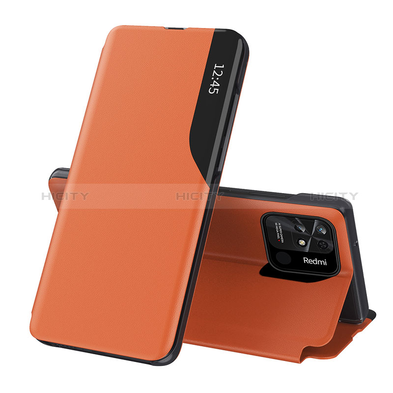 Coque Portefeuille Livre Cuir Etui Clapet Q02H pour Xiaomi Redmi 10 Power Orange Plus