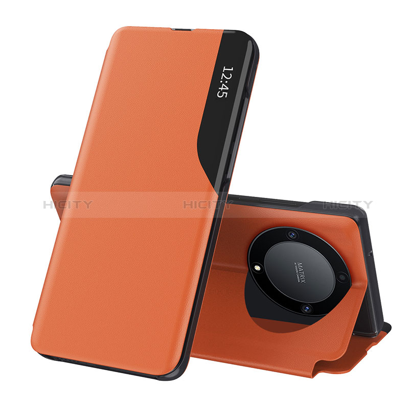 Coque Portefeuille Livre Cuir Etui Clapet QH1 pour Huawei Honor X9a 5G Orange Plus