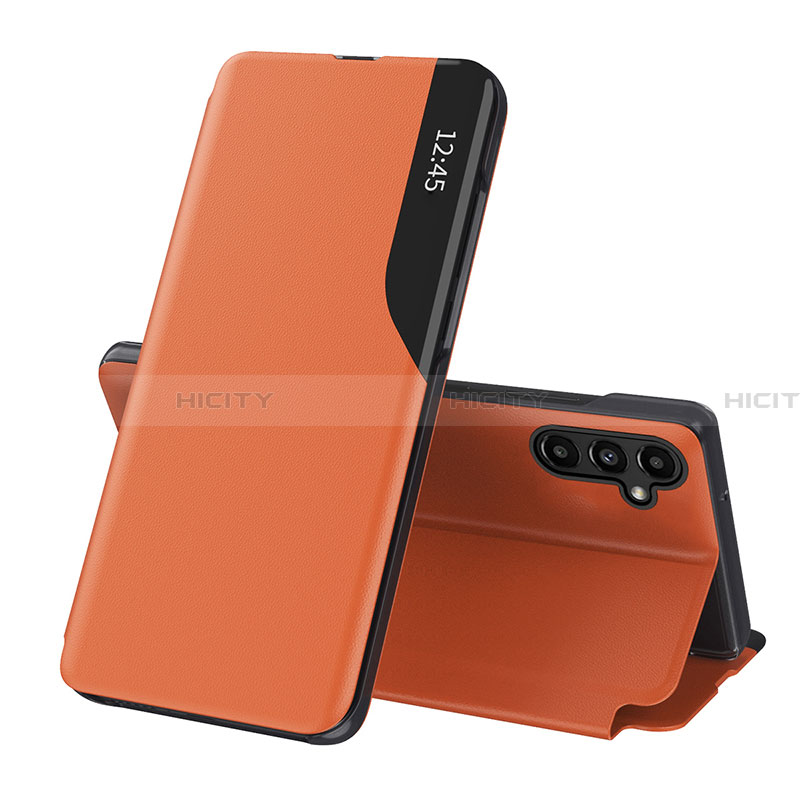 Coque Portefeuille Livre Cuir Etui Clapet QH1 pour Samsung Galaxy A14 5G Orange Plus