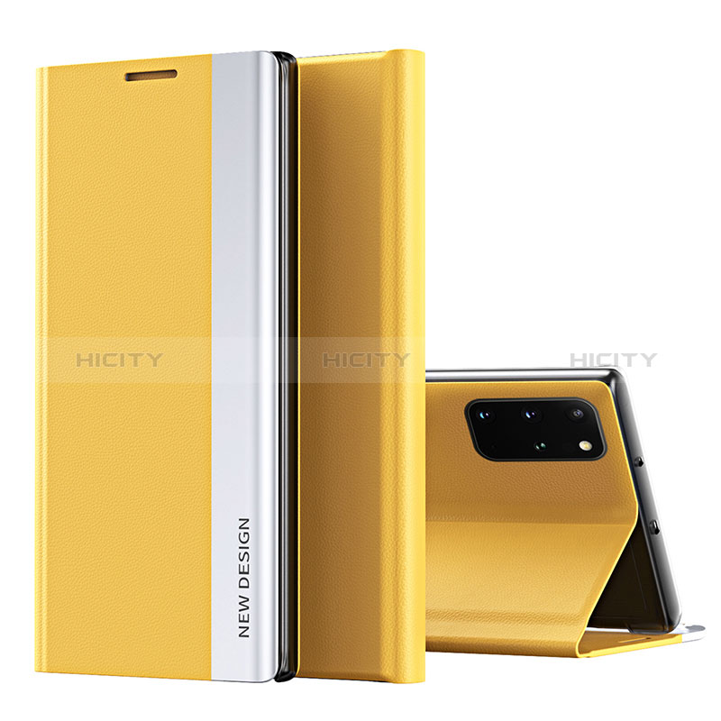 Coque Portefeuille Livre Cuir Etui Clapet QH1 pour Samsung Galaxy S20 Plus Jaune Plus