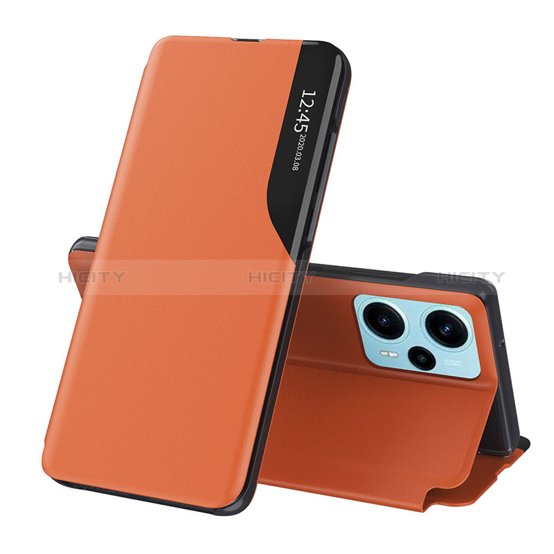 Coque Portefeuille Livre Cuir Etui Clapet QH1 pour Xiaomi Redmi Note 12 Turbo 5G Orange Plus