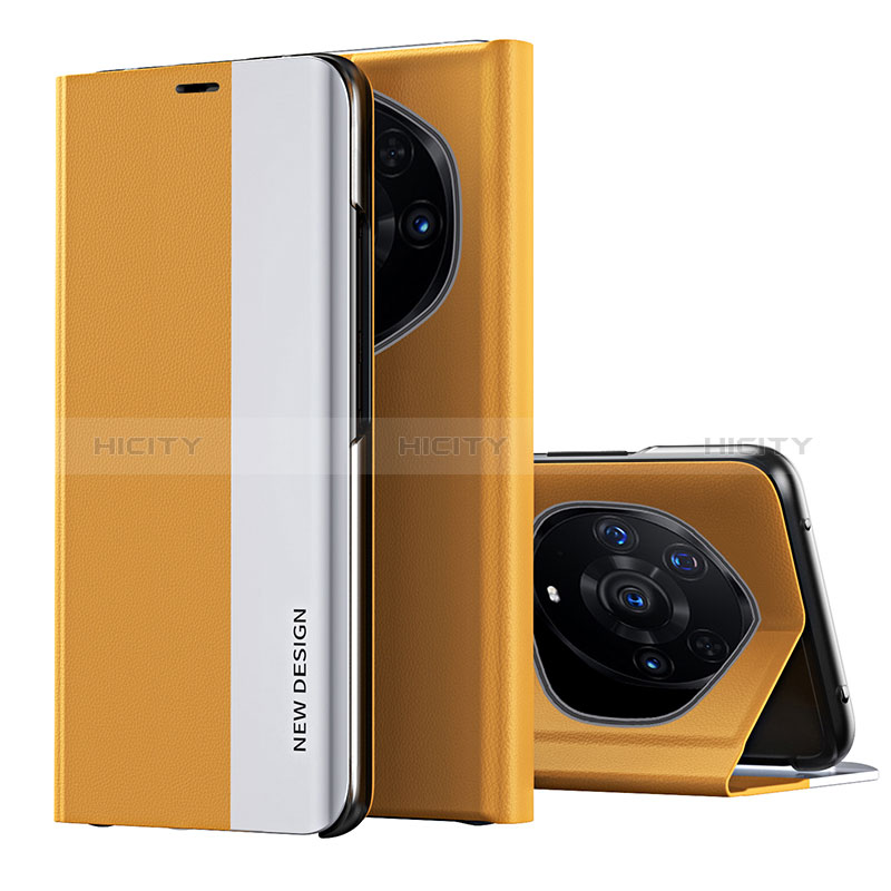 Coque Portefeuille Livre Cuir Etui Clapet QH2 pour Huawei Honor Magic3 Pro+ Plus 5G Jaune Plus