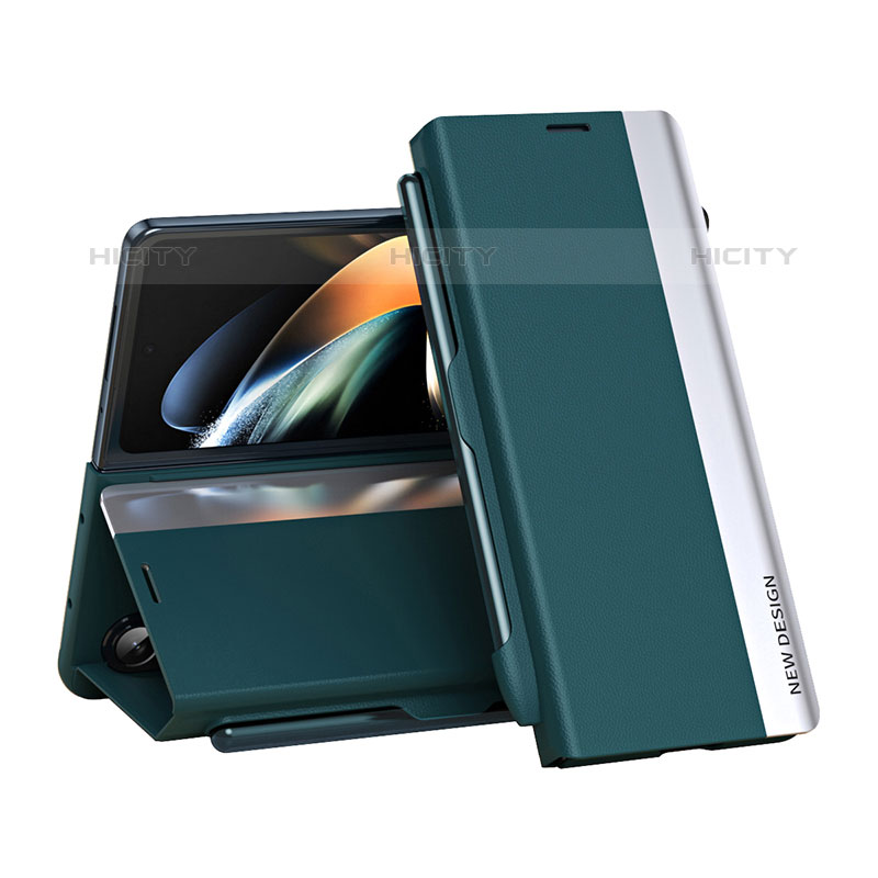 Coque Portefeuille Livre Cuir Etui Clapet QH2 pour Samsung Galaxy Z Fold5 5G Vert Plus