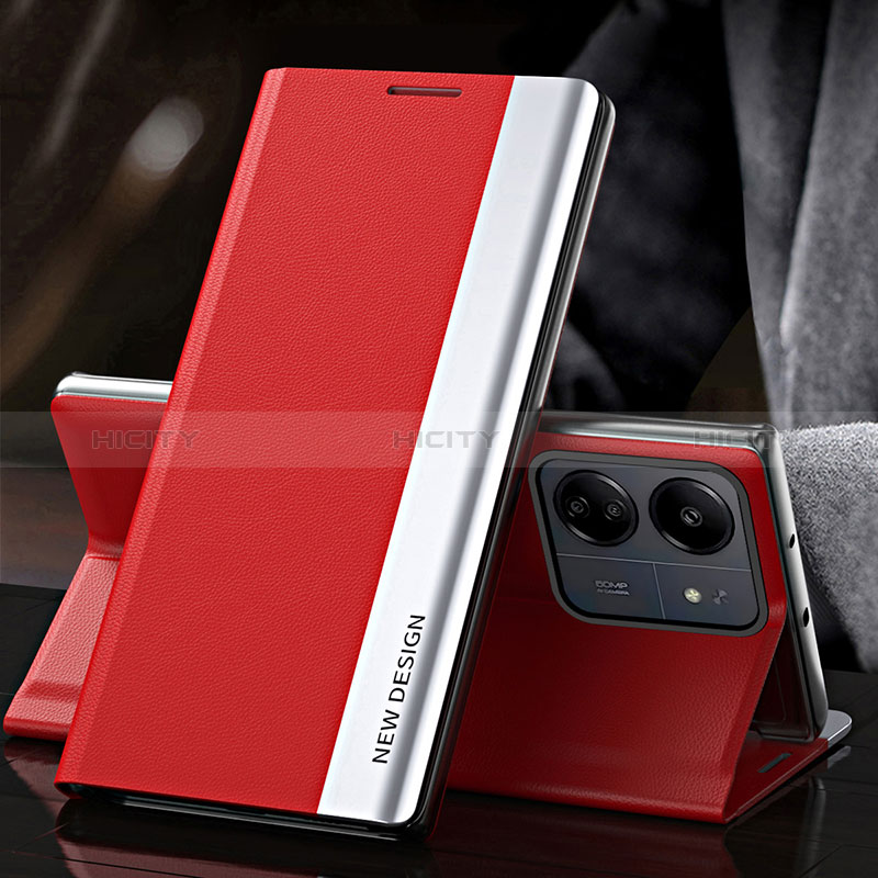 Coque Portefeuille Livre Cuir Etui Clapet QH2 pour Xiaomi Poco C65 Rouge Plus