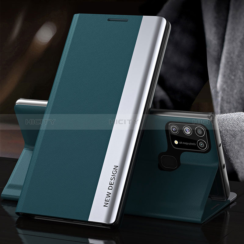 Coque Portefeuille Livre Cuir Etui Clapet QH3 pour Samsung Galaxy M31 Prime Edition Vert Plus