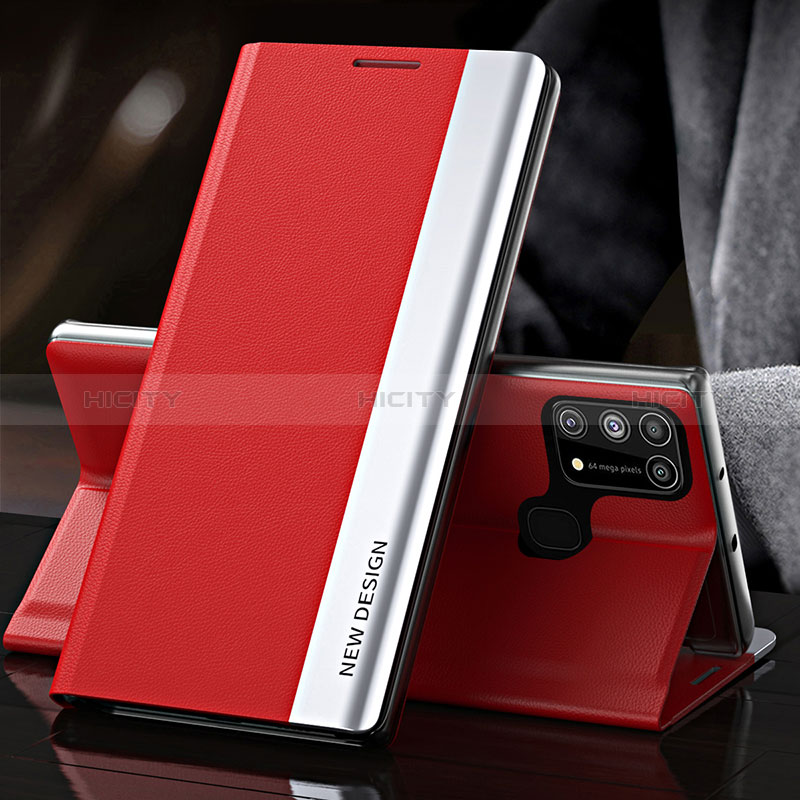 Coque Portefeuille Livre Cuir Etui Clapet QH3 pour Samsung Galaxy M31 Rouge Plus