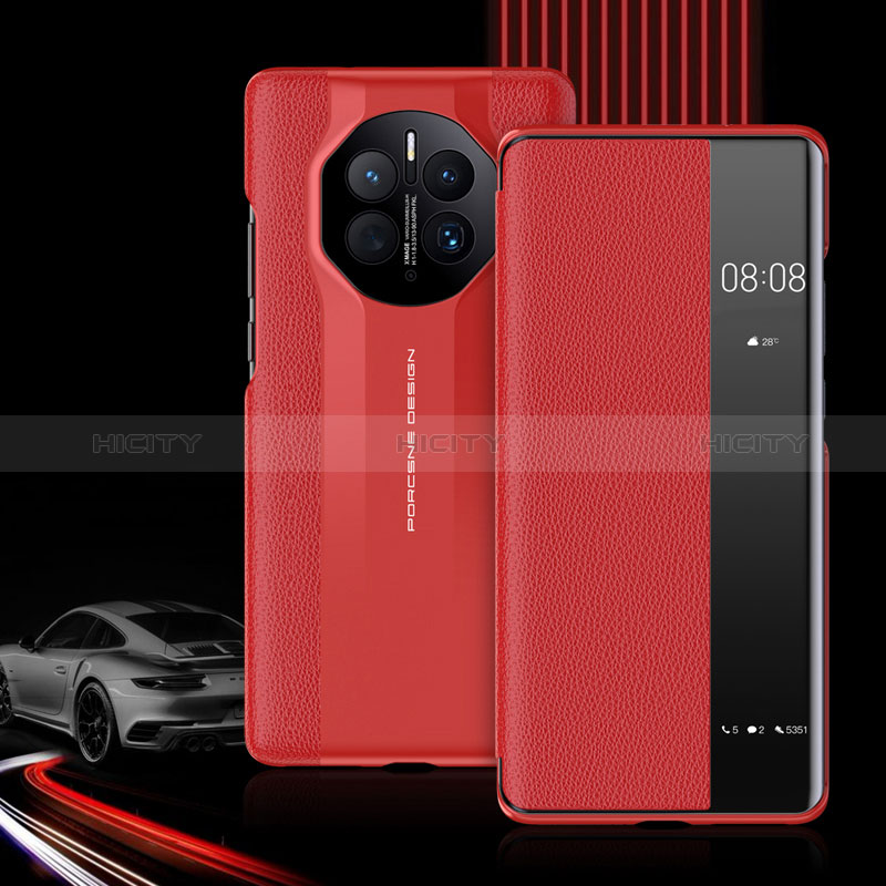 Coque Portefeuille Livre Cuir Etui Clapet QK2 pour Huawei Mate 50 Pro Rouge Plus