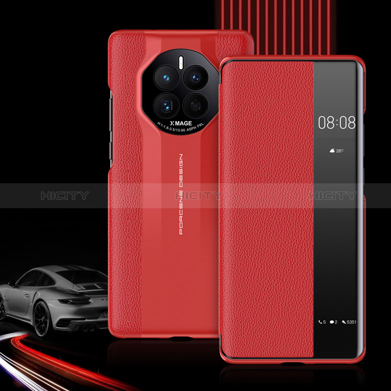 Coque Portefeuille Livre Cuir Etui Clapet QK2 pour Huawei Mate 50E Rouge Plus