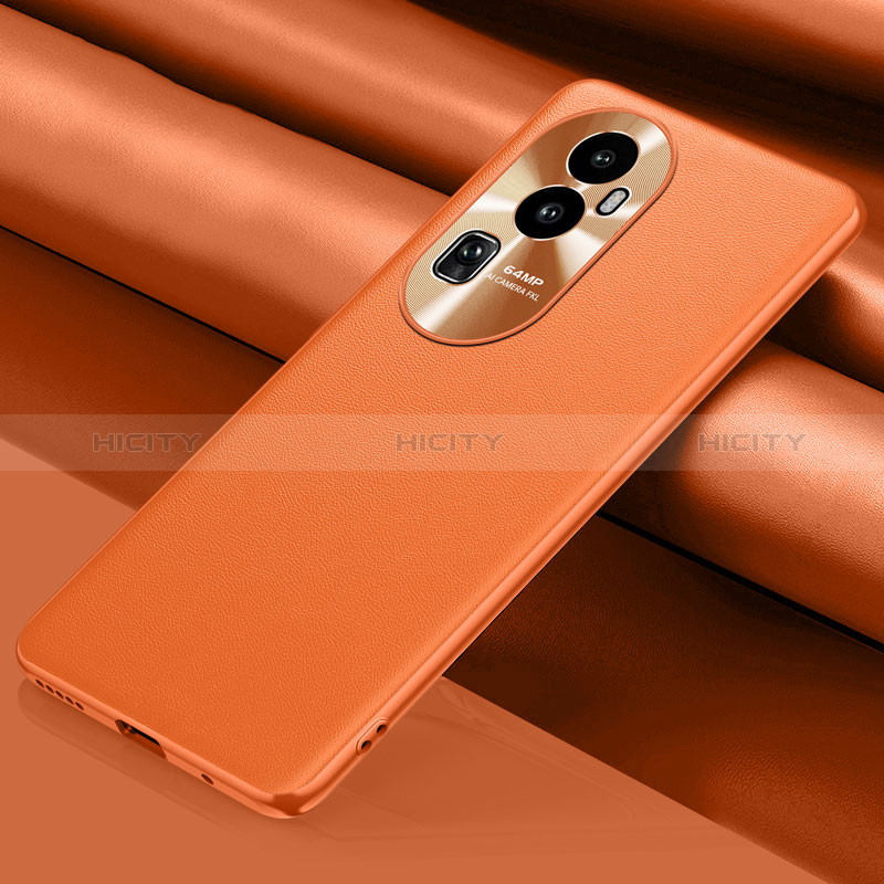 Coque Portefeuille Livre Cuir Etui Clapet QK2 pour Oppo Reno10 Pro+ Plus 5G Orange Plus