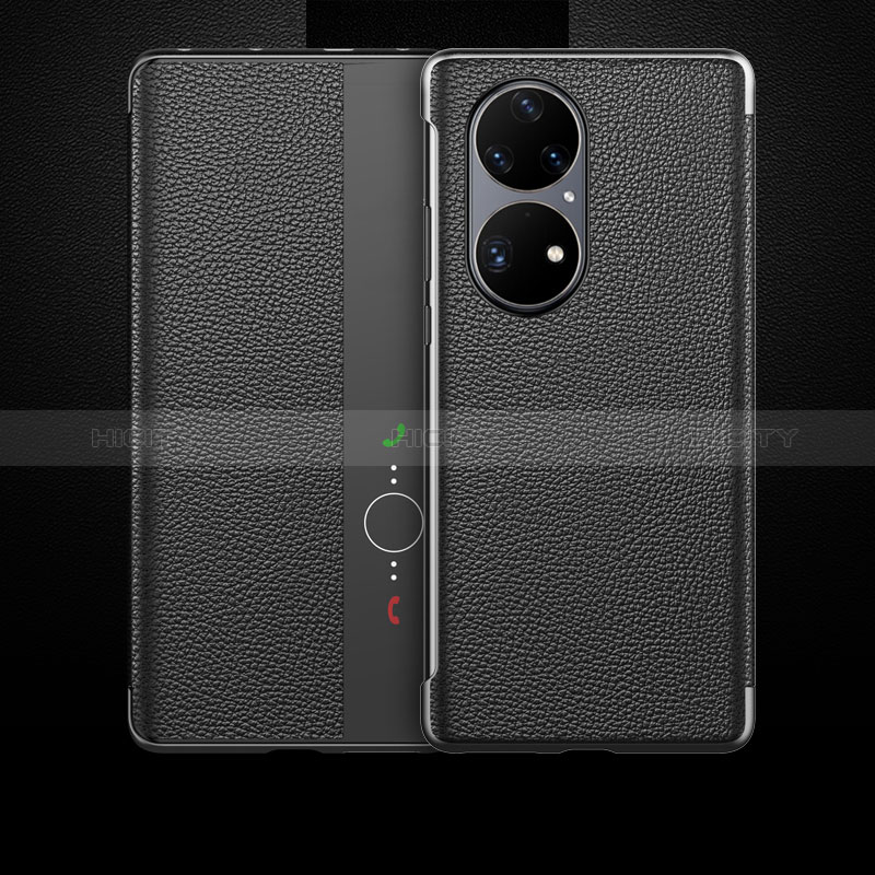 Coque Portefeuille Livre Cuir Etui Clapet QK3 pour Huawei P50 Pro Noir Plus