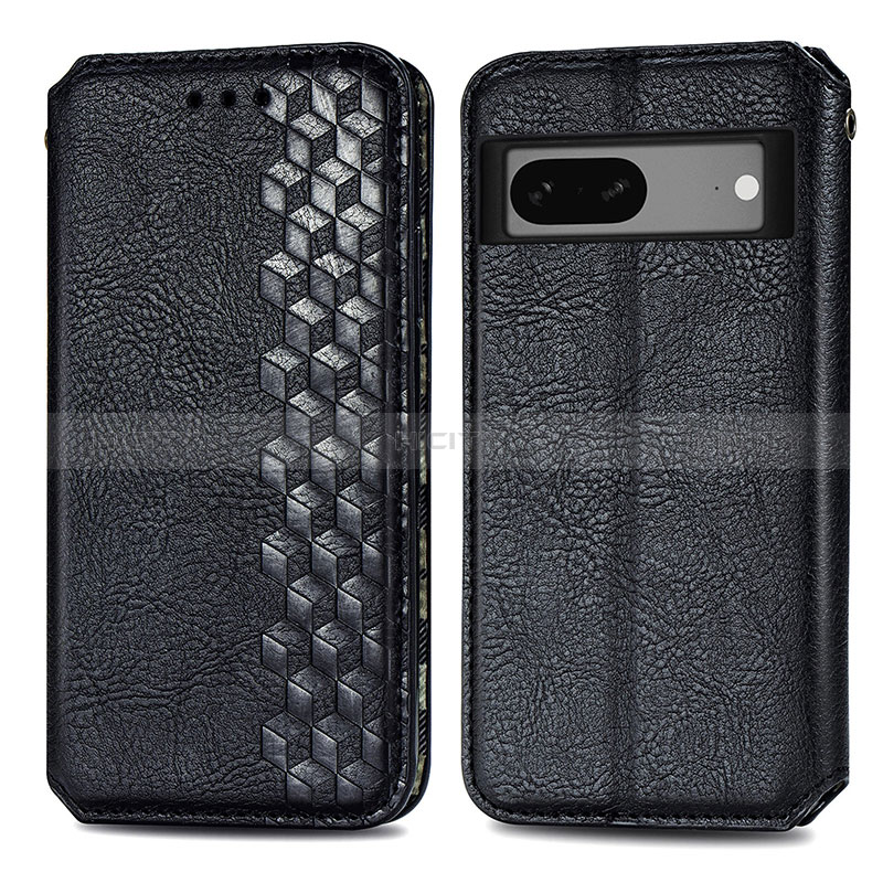 Coque Portefeuille Livre Cuir Etui Clapet S01D pour Google Pixel 7 5G Noir Plus