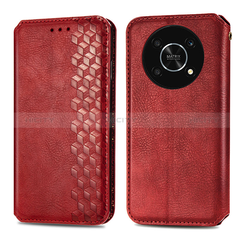 Coque Portefeuille Livre Cuir Etui Clapet S01D pour Huawei Enjoy 50 Pro Rouge Plus