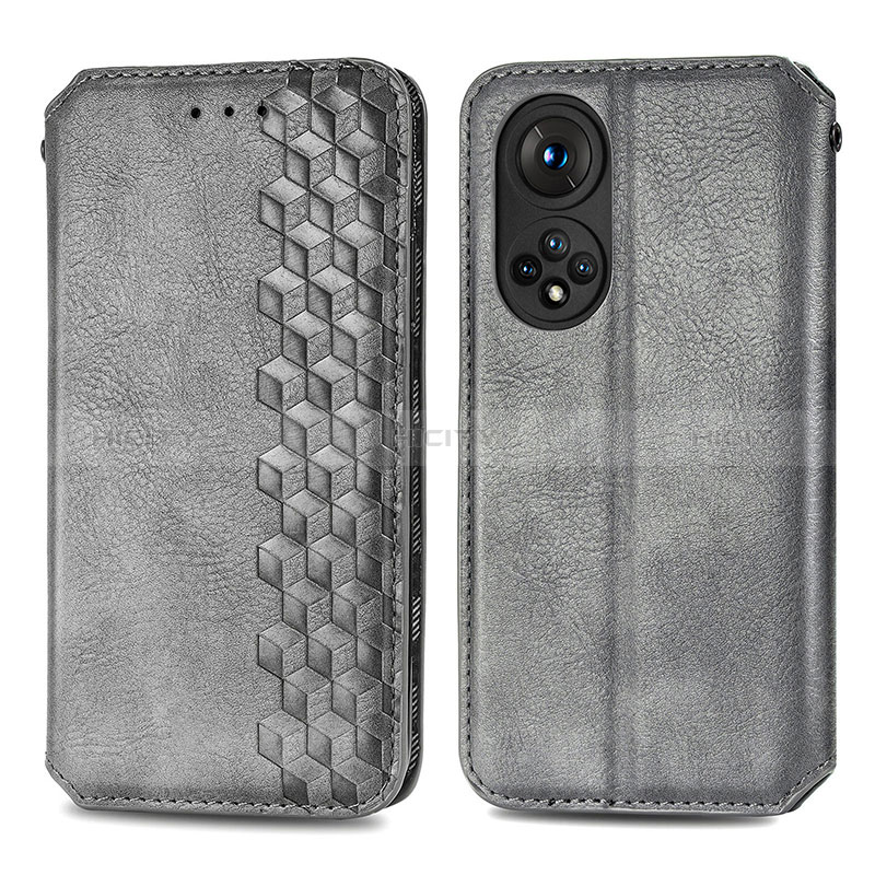 Coque Portefeuille Livre Cuir Etui Clapet S01D pour Huawei Honor 50 5G Gris Plus