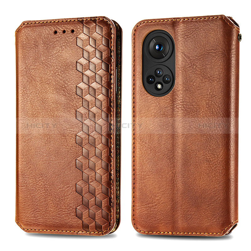 Coque Portefeuille Livre Cuir Etui Clapet S01D pour Huawei Honor 50 5G Marron Plus