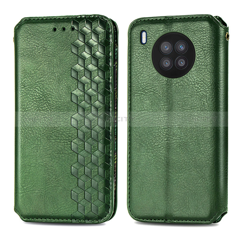 Coque Portefeuille Livre Cuir Etui Clapet S01D pour Huawei Honor 50 Lite Vert Plus