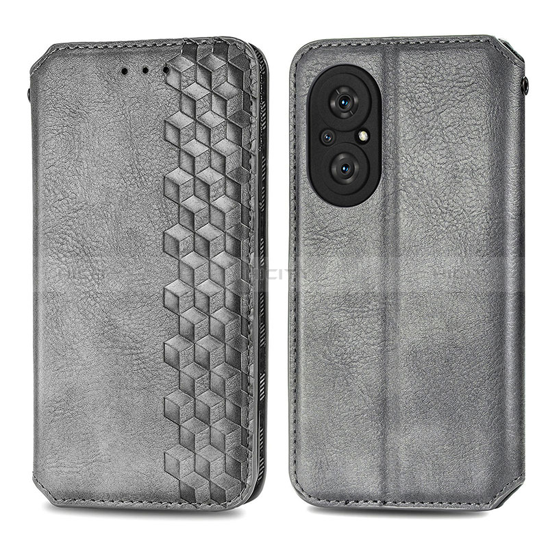 Coque Portefeuille Livre Cuir Etui Clapet S01D pour Huawei Honor 50 SE 5G Gris Plus