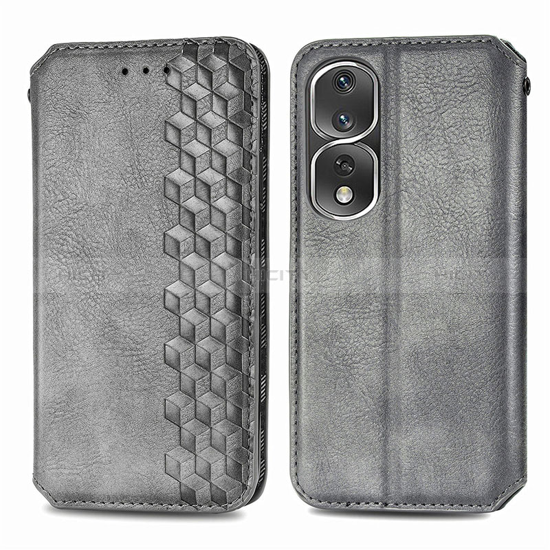 Coque Portefeuille Livre Cuir Etui Clapet S01D pour Huawei Honor 80 Pro Flat 5G Gris Plus