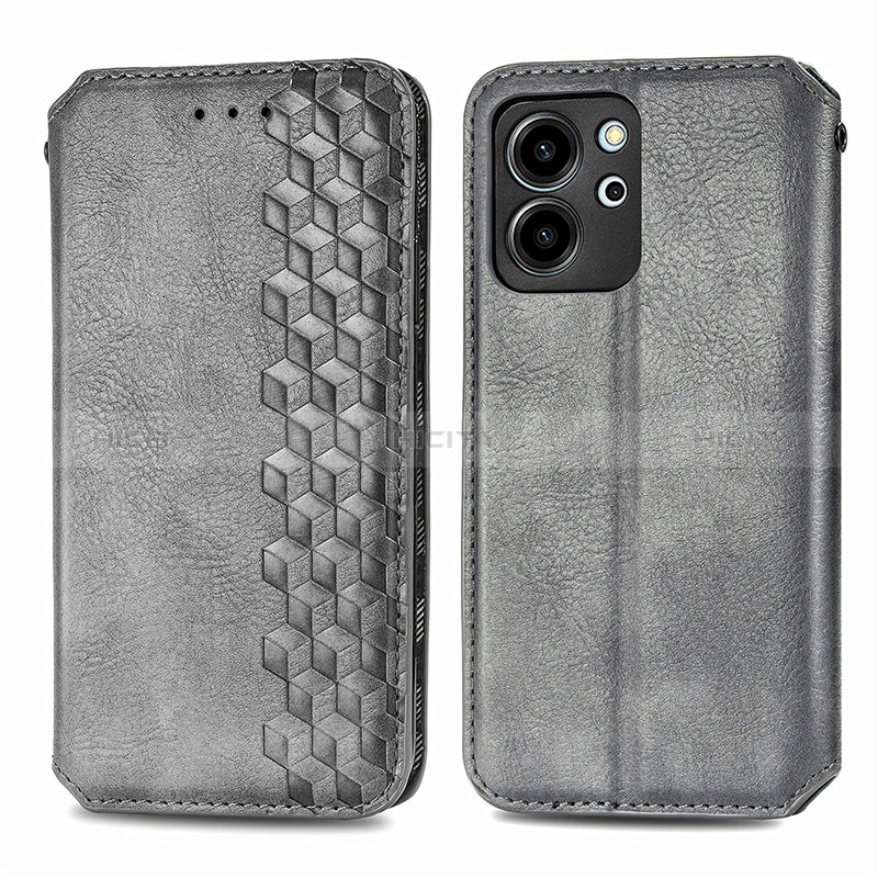 Coque Portefeuille Livre Cuir Etui Clapet S01D pour Huawei Honor 80 SE 5G Gris Plus