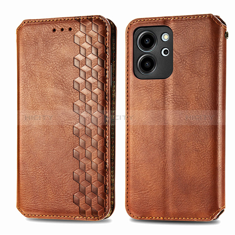 Coque Portefeuille Livre Cuir Etui Clapet S01D pour Huawei Honor 80 SE 5G Marron Plus