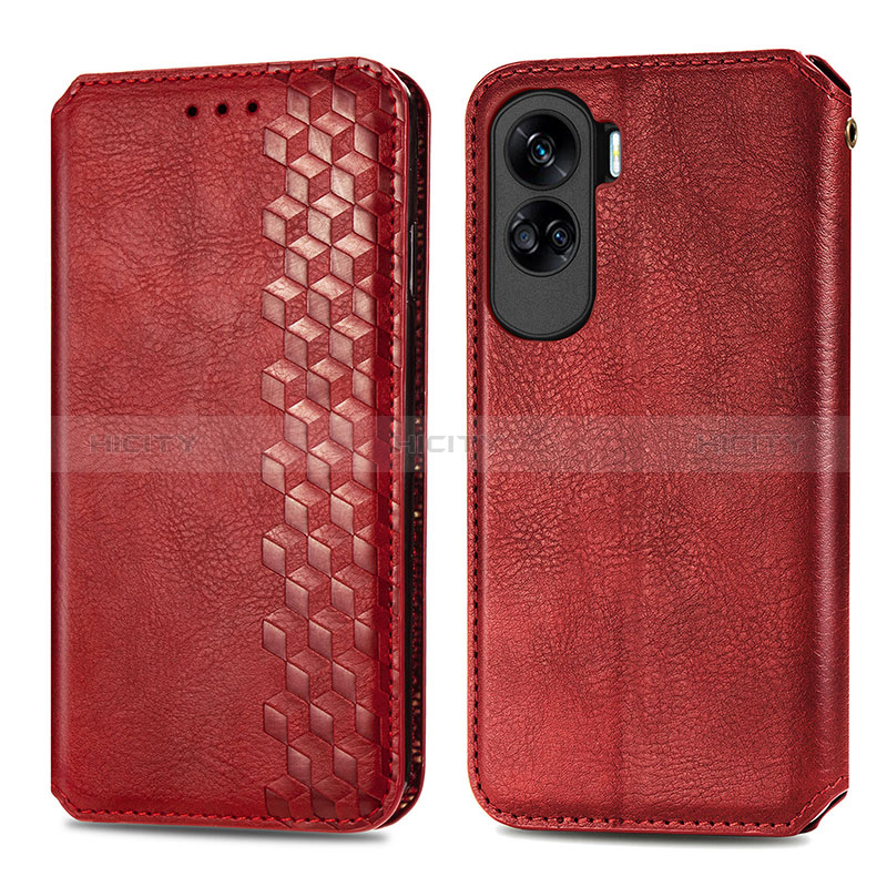 Coque Portefeuille Livre Cuir Etui Clapet S01D pour Huawei Honor 90 Lite 5G Rouge Plus