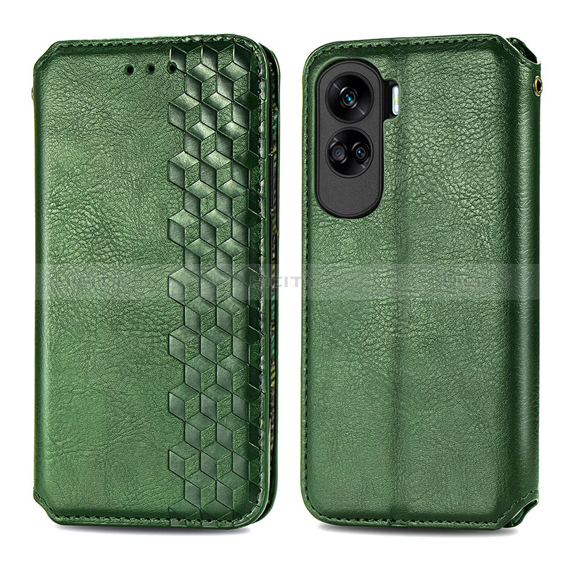 Coque Portefeuille Livre Cuir Etui Clapet S01D pour Huawei Honor 90 Lite 5G Vert Plus