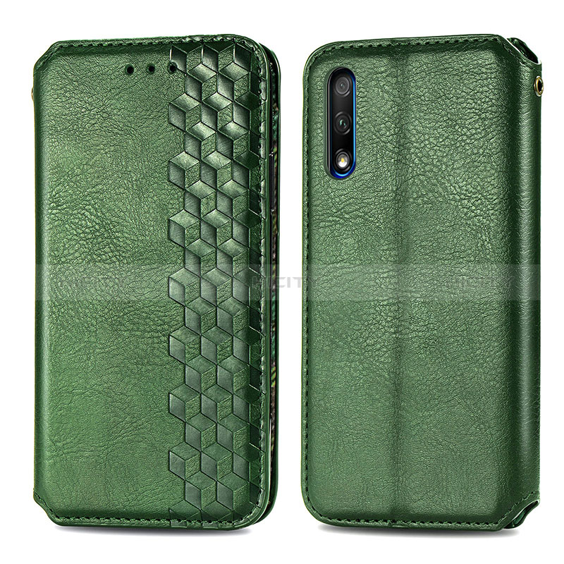 Coque Portefeuille Livre Cuir Etui Clapet S01D pour Huawei Honor 9X Vert Plus