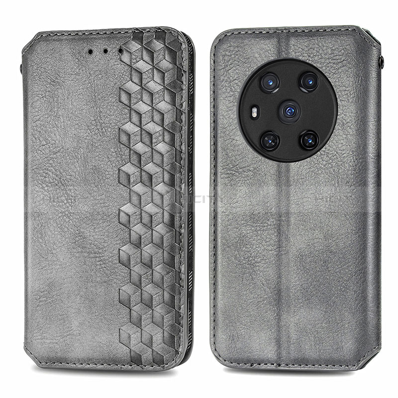 Coque Portefeuille Livre Cuir Etui Clapet S01D pour Huawei Honor Magic3 5G Gris Plus