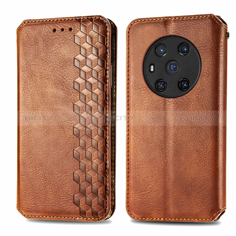 Coque Portefeuille Livre Cuir Etui Clapet S01D pour Huawei Honor Magic3 5G Marron Plus