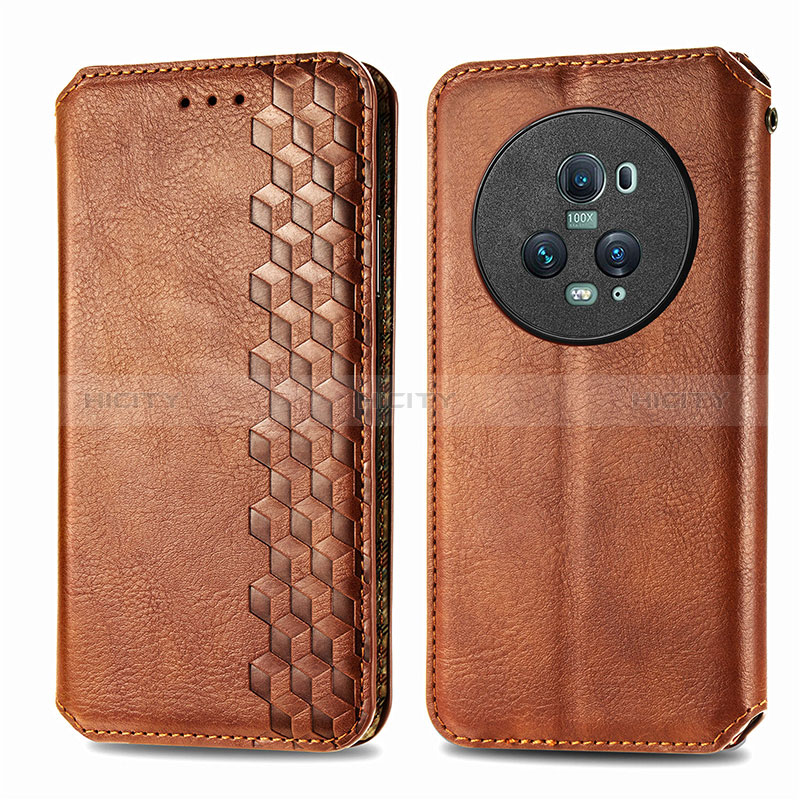 Coque Portefeuille Livre Cuir Etui Clapet S01D pour Huawei Honor Magic5 Pro 5G Marron Plus